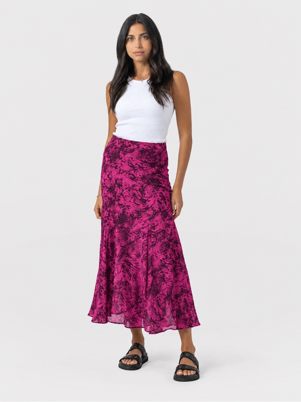 Saint + Sophia Audrey maxi skirt with a flared hem pink marble size 4 NWT